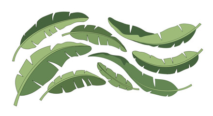 Tropical banana leaves arrangement design for exotic decor, vibrant summer vibes, modern style