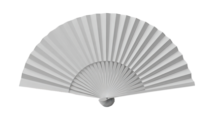 A stylized, light gray hand fan
