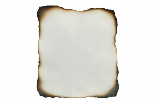 Old burnt paper with transparent background, ideal for creative projects needing a vintage or antique touch