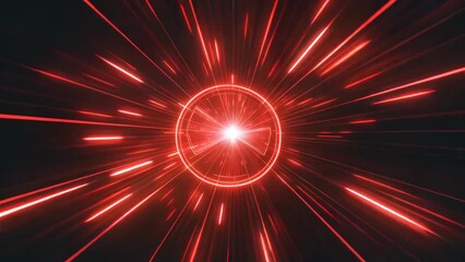 Dynamic red neon light tunnel effect for immersive gaming visuals or futuristic tech backgrounds, perfect for high-impact motion graphics and digital design - Powered by Adobe