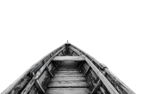 Gray wooden boat interior from above