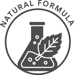 Organic science icon natural formula flask leaf symbol medicine health beauty industry branding vector