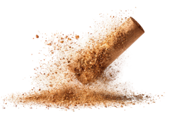 Wooden cork with granules exploding