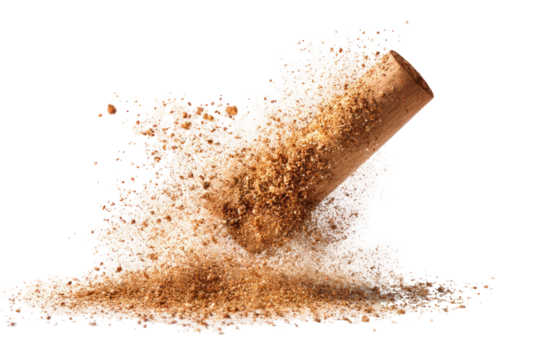 Wooden cork with granules exploding