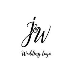 JW Monogram logo, Minimalist Typographic Line Monogram Logo