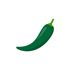 Green Chili Pepper on White Background. Vector Illustration