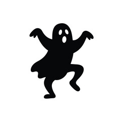 Black ghost dancing on white spooky