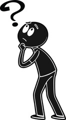 Simple Stick Figure Thinking Pose – Clean Minimal Vector with Question Mark