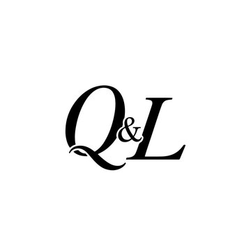 Q&L Monogram logo, Minimalist Typographic Line Monogram Logo, QL Wedding monogram logo
