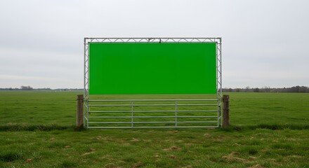 Green Screen in a Serene Green Field: A Blank Canvas for Creative Visions