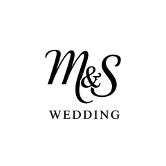 MS Typography Initial Letter Brand Logo, Minimalist Wedding Monogram Logo