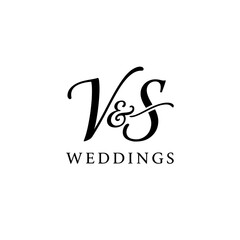 VS Monogram logo, Minimalist Typographic Line Monogram Logo, VS Wedding monogram logo