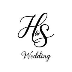 HS Typography Initial Letter Brand Logo, Minimalist Wedding Monogram Logo