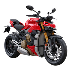 Photo of red ducati naked motorcycle isolated on transparent background