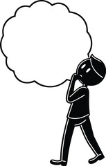 Simple Stick Figure Thinking Pose – Clean Minimal Vector with Question Mark