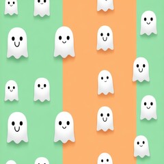 Cute Cartoon Ghosts on Colorful Backgrounds for Fun Designs