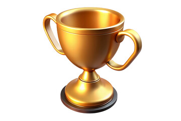 Golden trophy cup icon shiny metallic shine realistic 3d render award of excellence