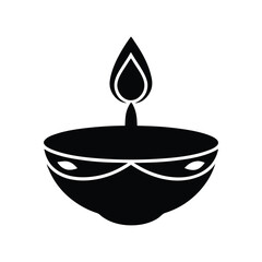 Radiant Diwali Flame A Symbol of Hope and Light Emerging from Darkness, Illuminating the Festive Celebrations and Spirit of Hindu Traditions with Black Silhouette