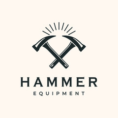 hammer tool vintage logo vector minimalist illustration design, hammer equipment symbol design