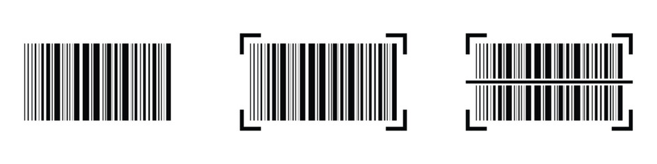 Set of barcode vector icon. Trendy bar code for web icon. Abstract barcode vector icon illustration. Bar code icon isolated on white background.
