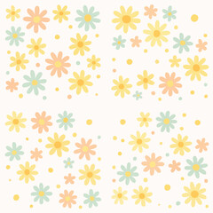 Pastel Daisy Flower Pattern Background.