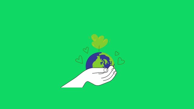hand holding a green planet
