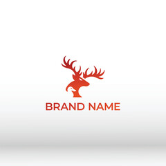 Deer antler negative space duck logo vector