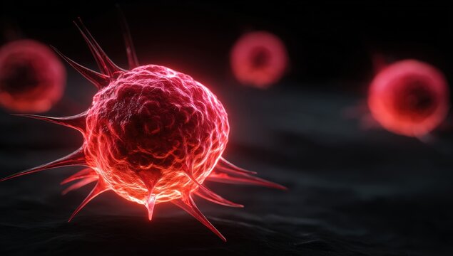 Close-up of glowing red cells