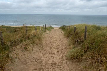 Wanddecoratie Noordzee Sandy path leading through dunes to the north sea coastline  © Ulrich