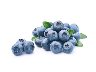 Sweet blueberries with leaves