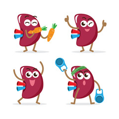Healthy spleen cartoon characters collection on isolated white background . Vector .
