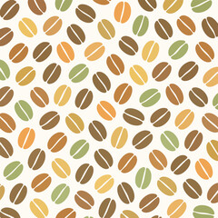 Seamless Pattern of Colorful Coffee Beans.