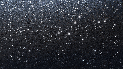 Obraz premium Deep black shimmer glitter paper with metallic sparkle effect creating shiny and festive texture, perfect for decorative and artistic projects with luxurious feel