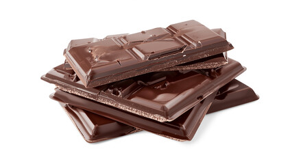 Stack of Broken Milk Chocolate Bars on White Background