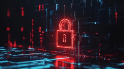 Digital lock with key symbol emphasizing security features in modern technology environments