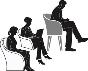 silhouette of a man and woman sitting on a chair