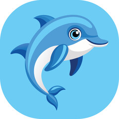 Obraz premium Cartoon Dolphin Illustration – Smiling Marine Animal Vector
