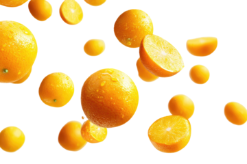 Fresh oranges in mid-air