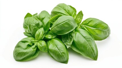 Harvesting fresh basil a vibrant bunch isolated on white background for culinary inspiration