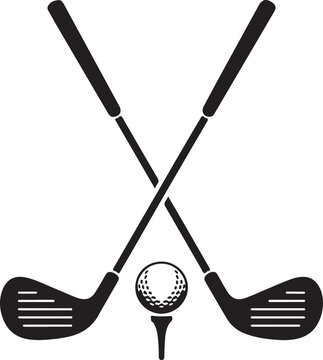 black golf clubs and ball clip art preview