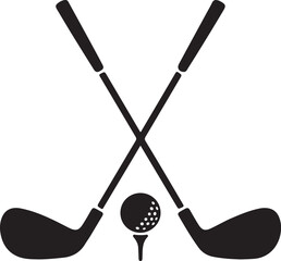 Pair of iron or wedge golf club with golf ball flat vector icon for sports apps and websites