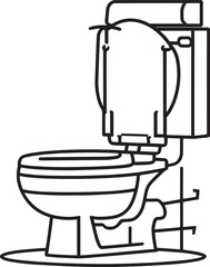 Modern High Commode Toilet Vector Illustration &ndash; Bathroom Sanitary Ware Design