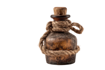 Aged glass bottle with rope