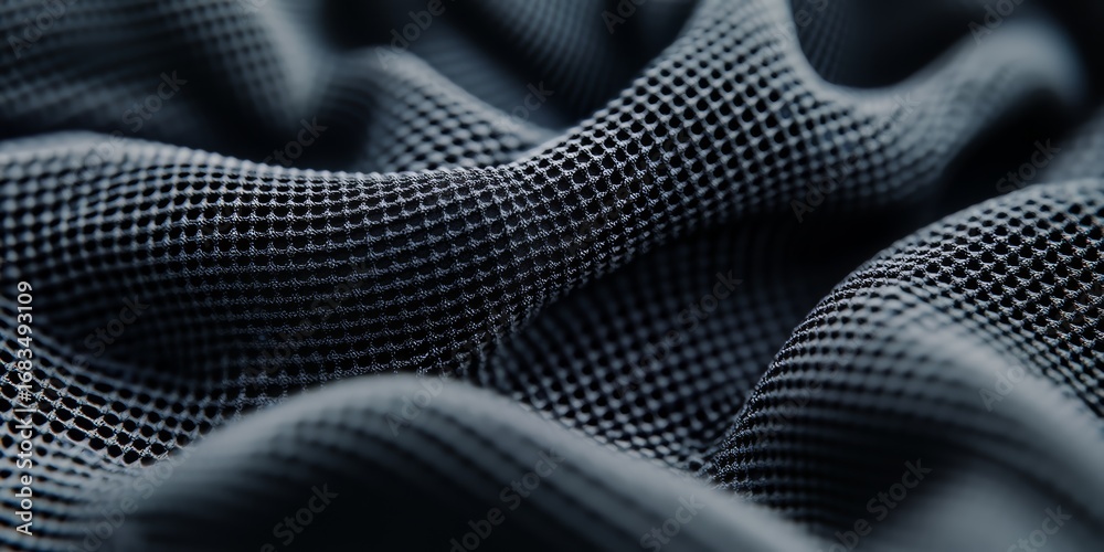 Wall mural close up of a black fabric with a pattern of dots. concept of texture and depth, as the dots are arr