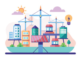 Modern smart energy grid powering sustainable future with renewable resources and green technology