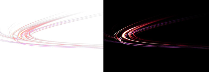 Bright neon line pattern png with motion blur, color gradients, and tech-inspired abstract wave elements for business design templates

