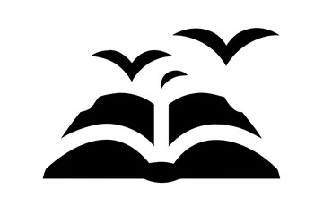 Vector art of open book with birds flying away icon