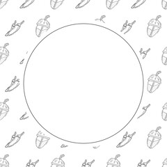 hand drawn food and beverage frame background