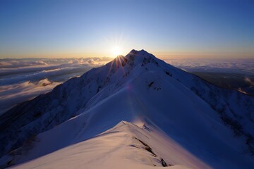 Naklejka premium Winter Sunset in the Alps Mountains
