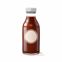 Brown Sauce in Clear Glass Bottle with Blank Label